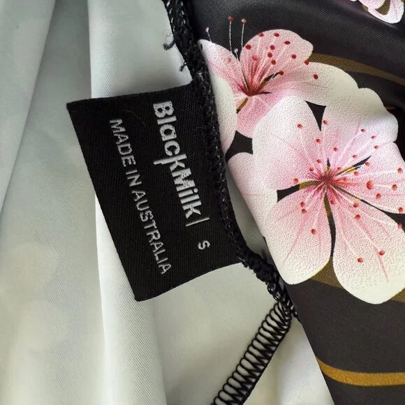 Blackmilk - Black Cherry Blossom Reversible Skater Dress, Size Small - Picture 3 of 3